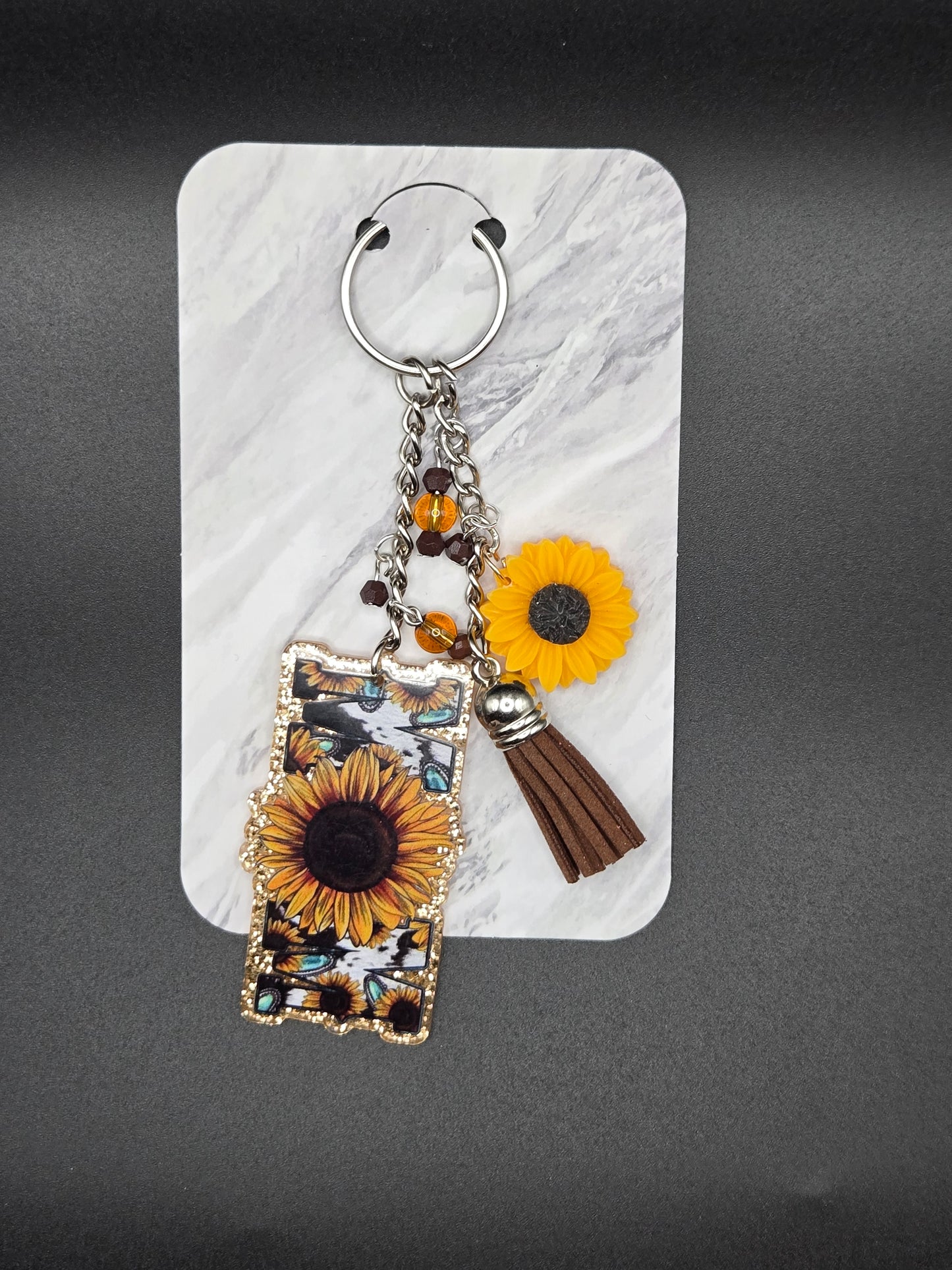 Sunflower "mom" keychain