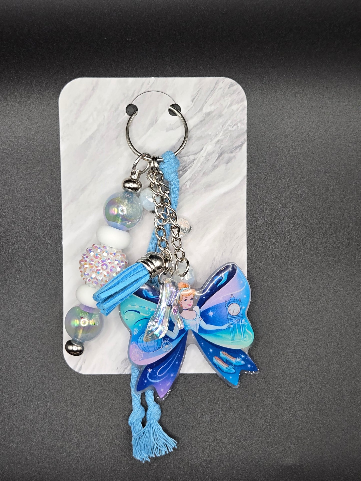 Glass slipper keychain dangle