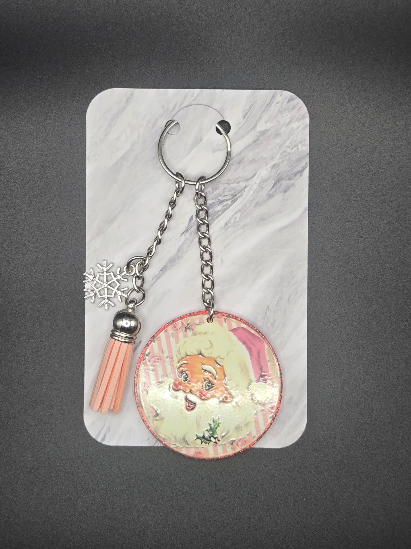 PINK VINT. SANTA KEYCHAIN