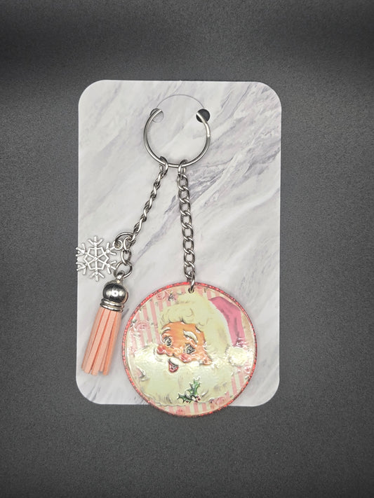 PINK VINT. SANTA KEYCHAIN