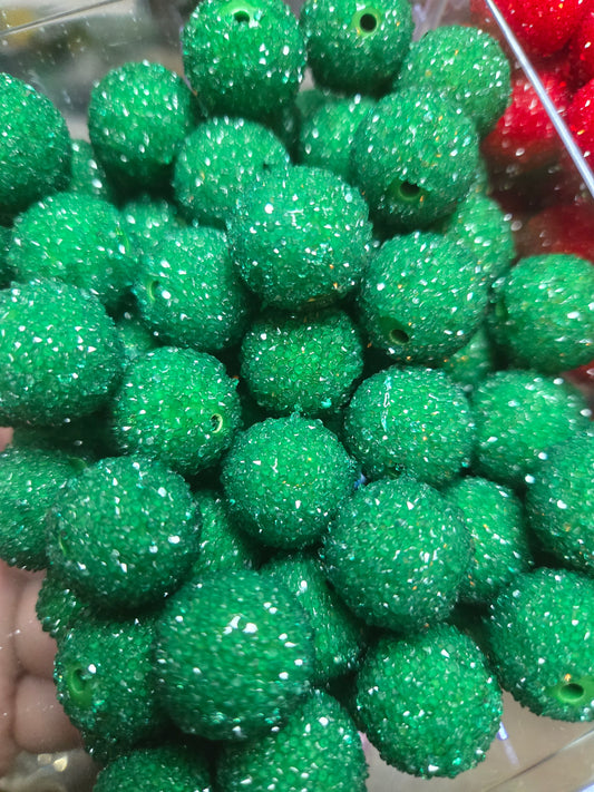GREEN [ THESE ARE A DARK CHRISTMAS GREEN SEE DESCRIPTION] 20MM SUGAR BEADS