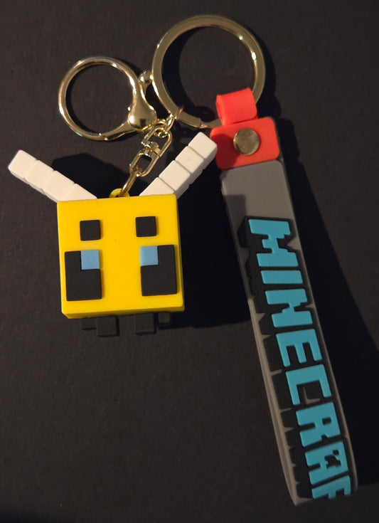 Minecraft Bee character key chain