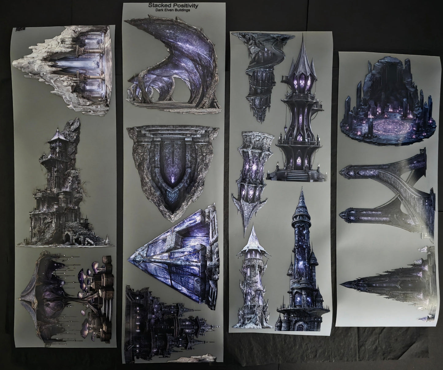 Giant Dark Elven Buildings 12cm
