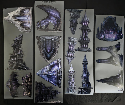 Giant Dark Elven Buildings 12cm