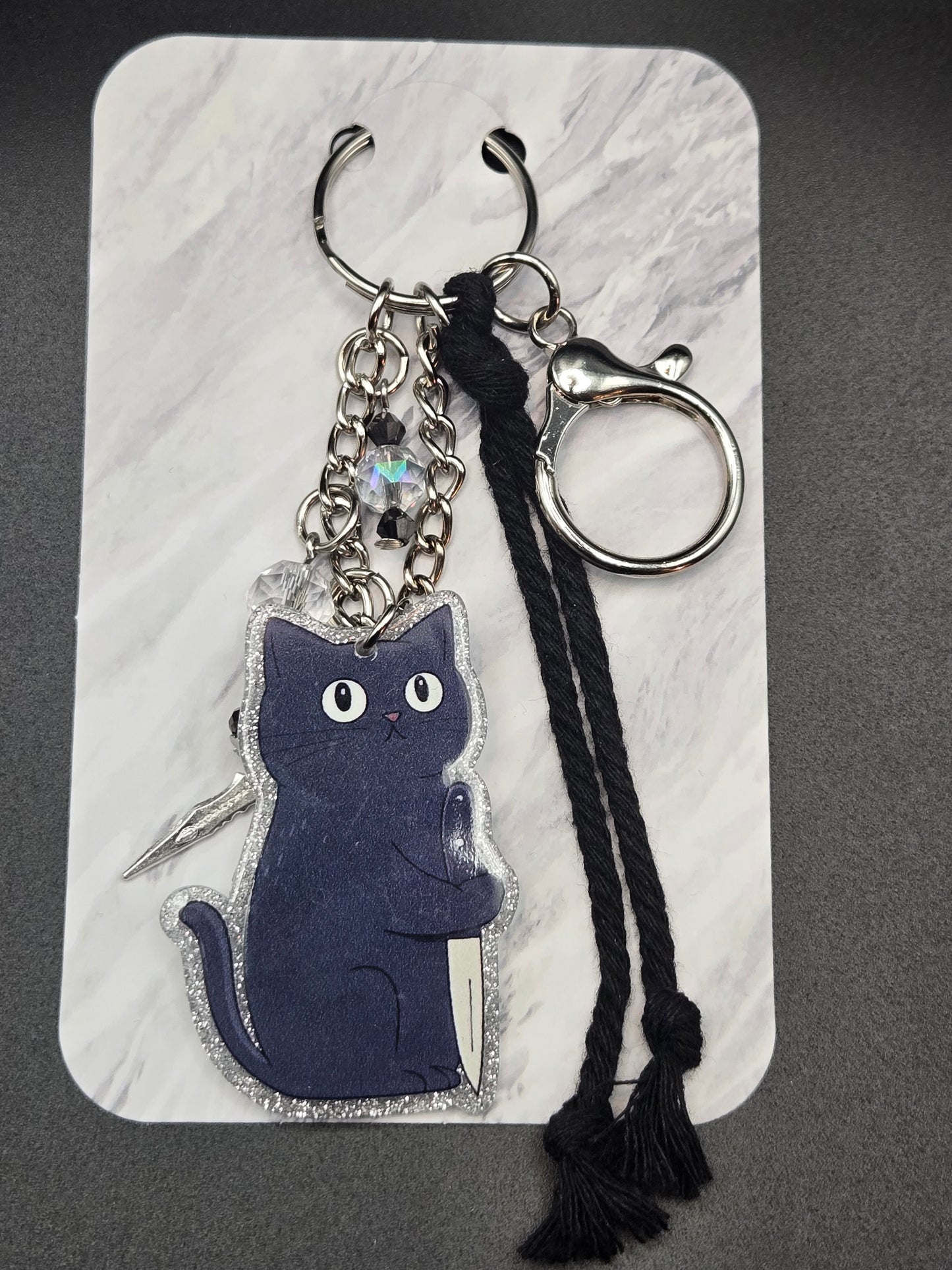 Stabby cat keychain
