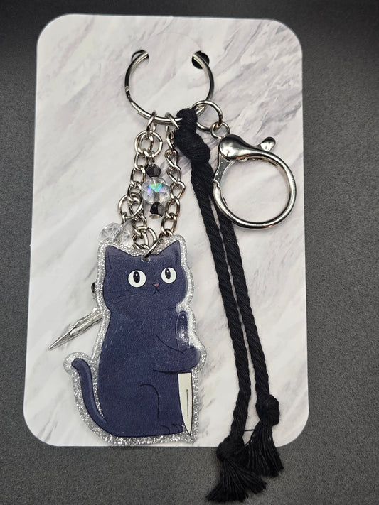 Stabby cat keychain