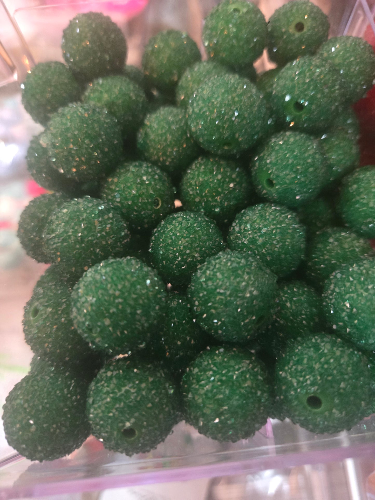 GREEN [ THESE ARE A DARK CHRISTMAS GREEN SEE DESCRIPTION] 20MM SUGAR BEADS